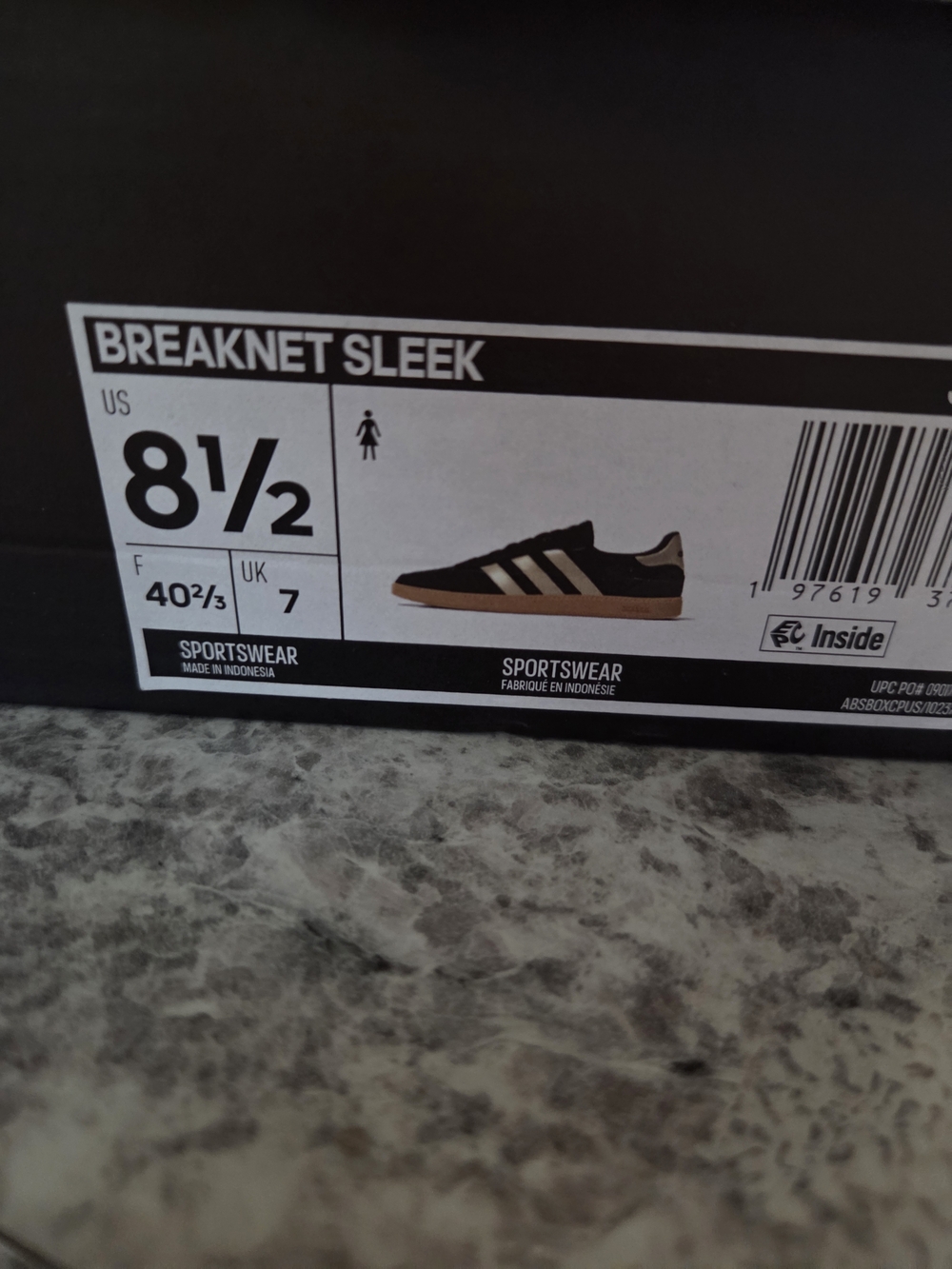 New In Box adidas Breaknet Sleek Women’s Black Suede with Bronze An Gum Sole - Picture 7 of 10